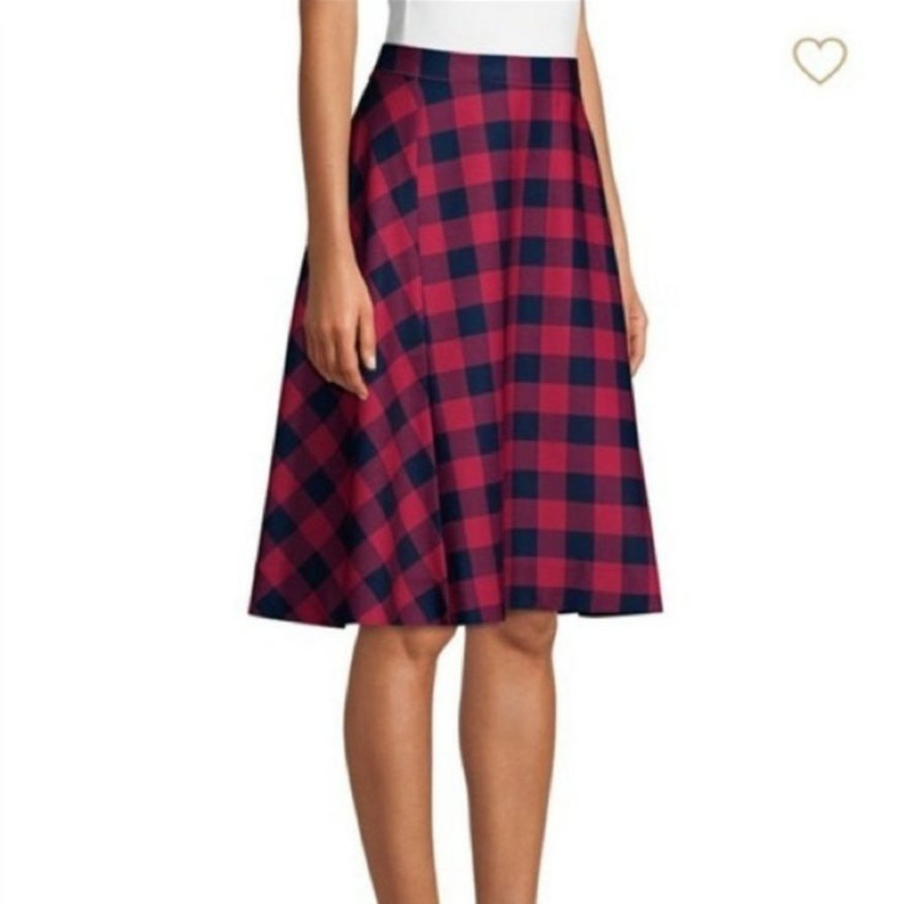 Draper James Buffalo Check Collection Pleated Skirt in Cerise Pink SZ 12
